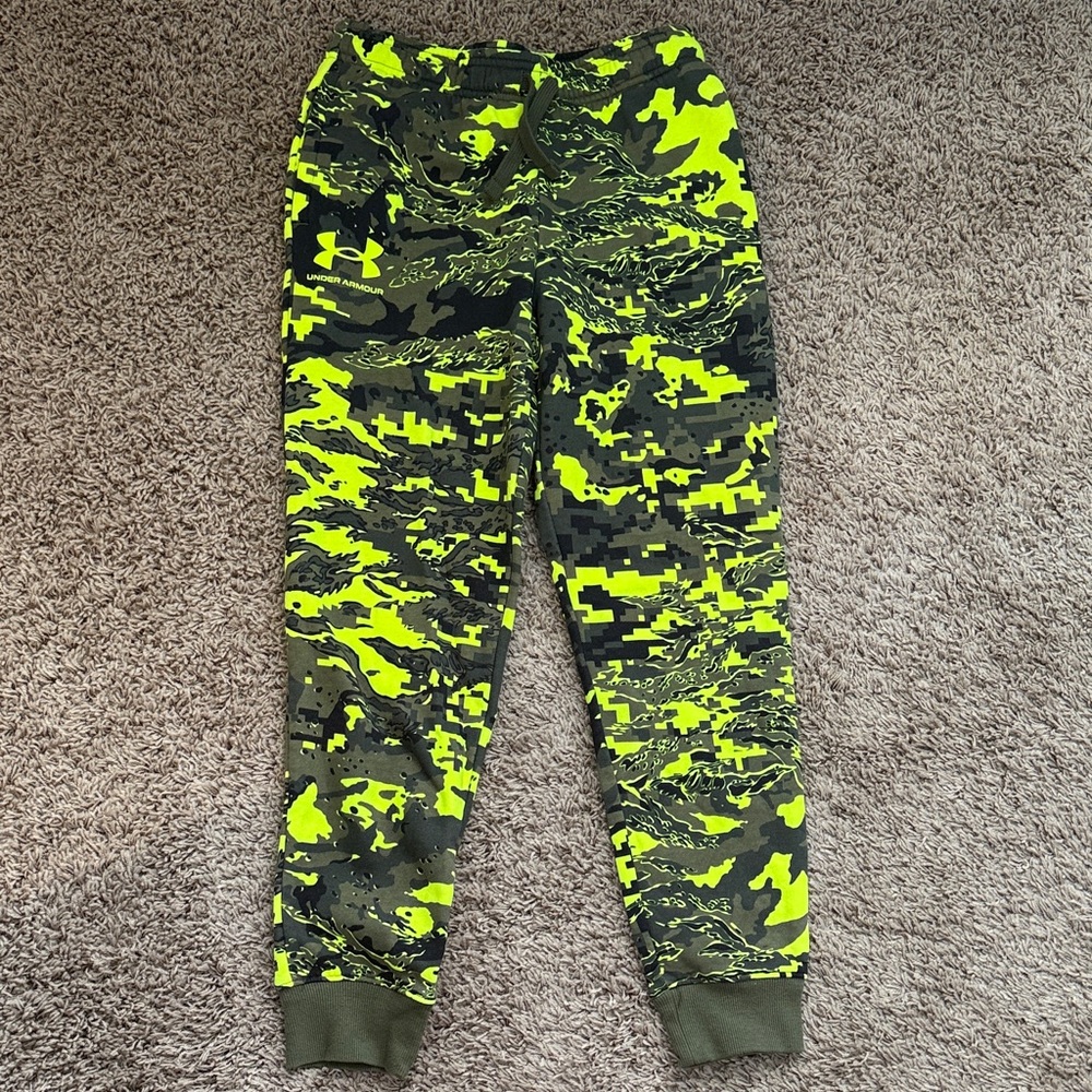 Under Armour Kids' Neon Camo Joggers - Green and Yellow